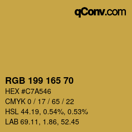 カラーコード: RGB 199 165 70 | qconv.com