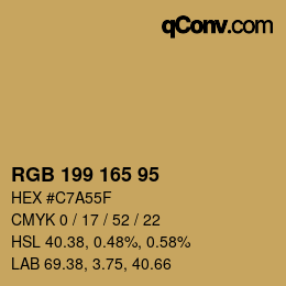 Color code: RGB 199 165 95 | qconv.com