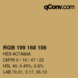 Color code: RGB 199 168 106 | qconv.com