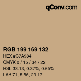 カラーコード: RGB 199 169 132 | qconv.com