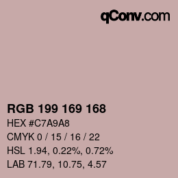 Color code: RGB 199 169 168 | qconv.com