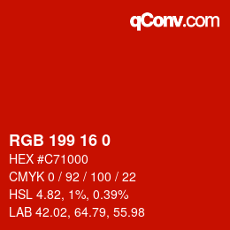 Color code: RGB 199 16 0 | qconv.com