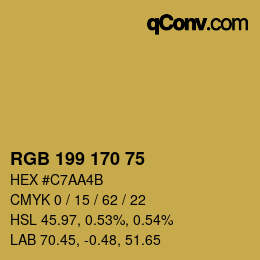 Color code: RGB 199 170 75 | qconv.com