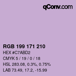Color code: RGB 199 171 210 | qconv.com
