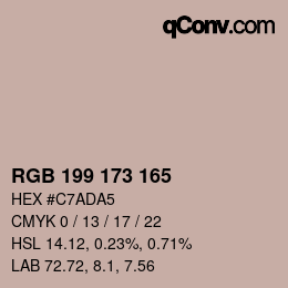 Código de color: RGB 199 173 165 | qconv.com