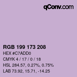 Color code: RGB 199 173 208 | qconv.com