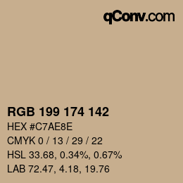 Color code: RGB 199 174 142 | qconv.com