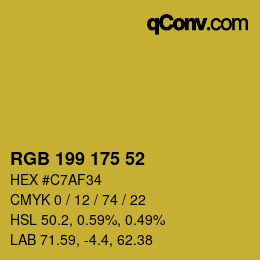Color code: RGB 199 175 52 | qconv.com
