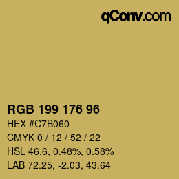 Color code: RGB 199 176 96 | qconv.com