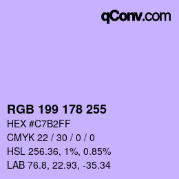 Color code: RGB 199 178 255 | qconv.com