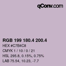 カラーコード: RGB 199 180.4 200.4 | qconv.com