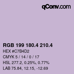カラーコード: RGB 199 180.4 210.4 | qconv.com