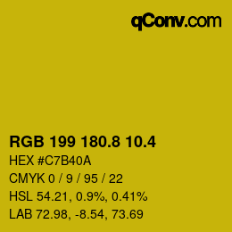 カラーコード: RGB 199 180.8 10.4 | qconv.com