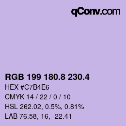 カラーコード: RGB 199 180.8 230.4 | qconv.com