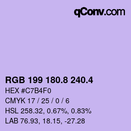 カラーコード: RGB 199 180.8 240.4 | qconv.com