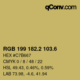 カラーコード: RGB 199 182.2 103.6 | qconv.com