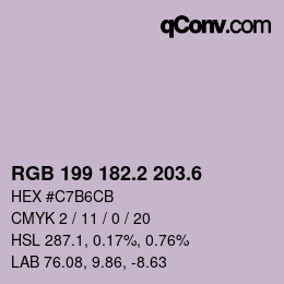 カラーコード: RGB 199 182.2 203.6 | qconv.com
