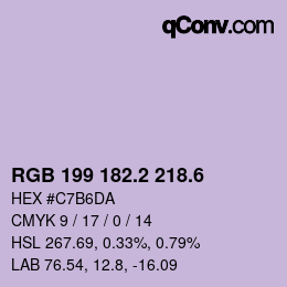 カラーコード: RGB 199 182.2 218.6 | qconv.com