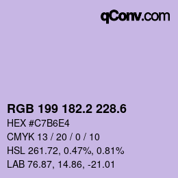 カラーコード: RGB 199 182.2 228.6 | qconv.com