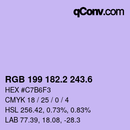 カラーコード: RGB 199 182.2 243.6 | qconv.com