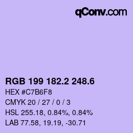カラーコード: RGB 199 182.2 248.6 | qconv.com