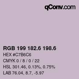 カラーコード: RGB 199 182.6 198.6 | qconv.com