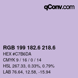 カラーコード: RGB 199 182.6 218.6 | qconv.com
