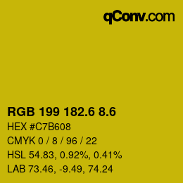 カラーコード: RGB 199 182.6 8.6 | qconv.com