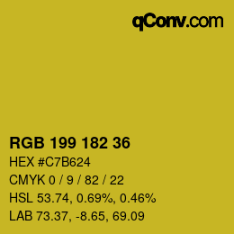 Color code: RGB 199 182 36 | qconv.com