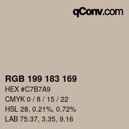 Color code: RGB 199 183 169 | qconv.com