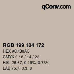 Color code: RGB 199 184 172 | qconv.com