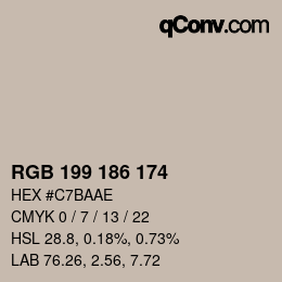 Color code: RGB 199 186 174 | qconv.com