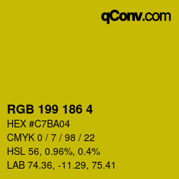 Color code: RGB 199 186 4 | qconv.com