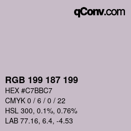 Color code: RGB 199 187 199 | qconv.com