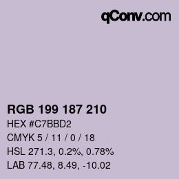 Color code: RGB 199 187 210 | qconv.com