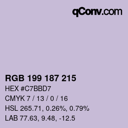 Color code: RGB 199 187 215 | qconv.com