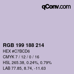 カラーコード: RGB 199 188 214 | qconv.com