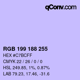 Color code: RGB 199 188 255 | qconv.com