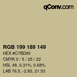 Color code: RGB 199 189 149 | qconv.com