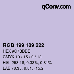 Farbcode: RGB 199 189 222 | qconv.com