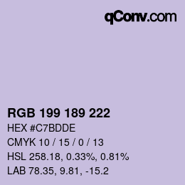 Color code: RGB 199 189 222 | qconv.com