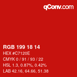 Color code: RGB 199 18 14 | qconv.com