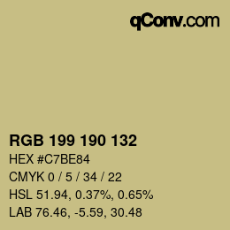 Color code: RGB 199 190 132 | qconv.com