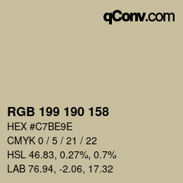 Color code: RGB 199 190 158 | qconv.com