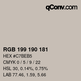 Color code: RGB 199 190 181 | qconv.com