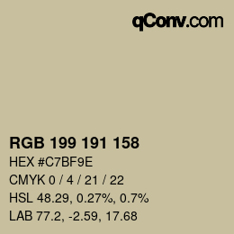 Color code: RGB 199 191 158 | qconv.com