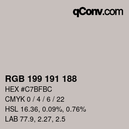 Color code: RGB 199 191 188 | qconv.com
