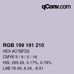 カラーコード: RGB 199 191 210 | qconv.com