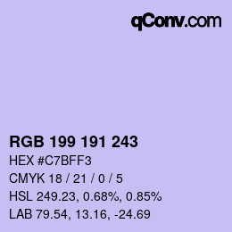 Color code: RGB 199 191 243 | qconv.com