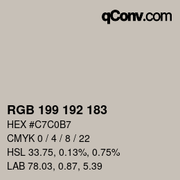 颜色代码: RGB 199 192 183 | qconv.com